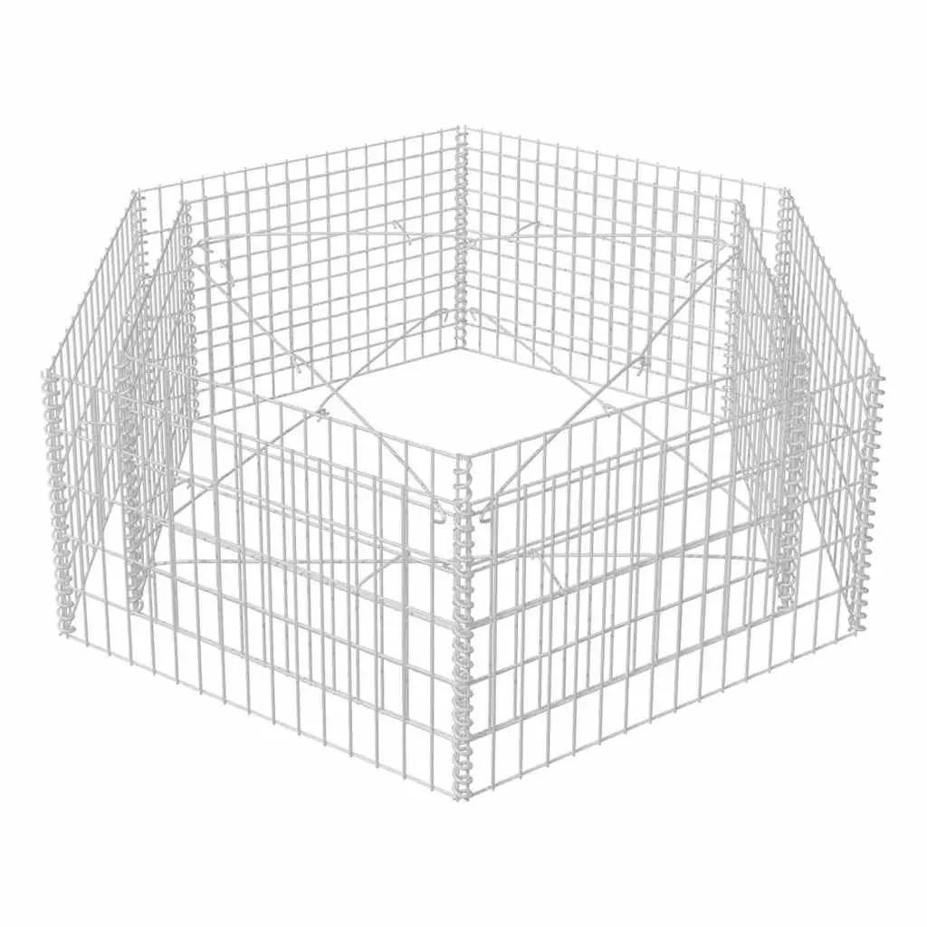 Hexagonal Gabion Raised Bed Silver 160 x 140 x 50 cm Sturdy Galvanised Steel Construction