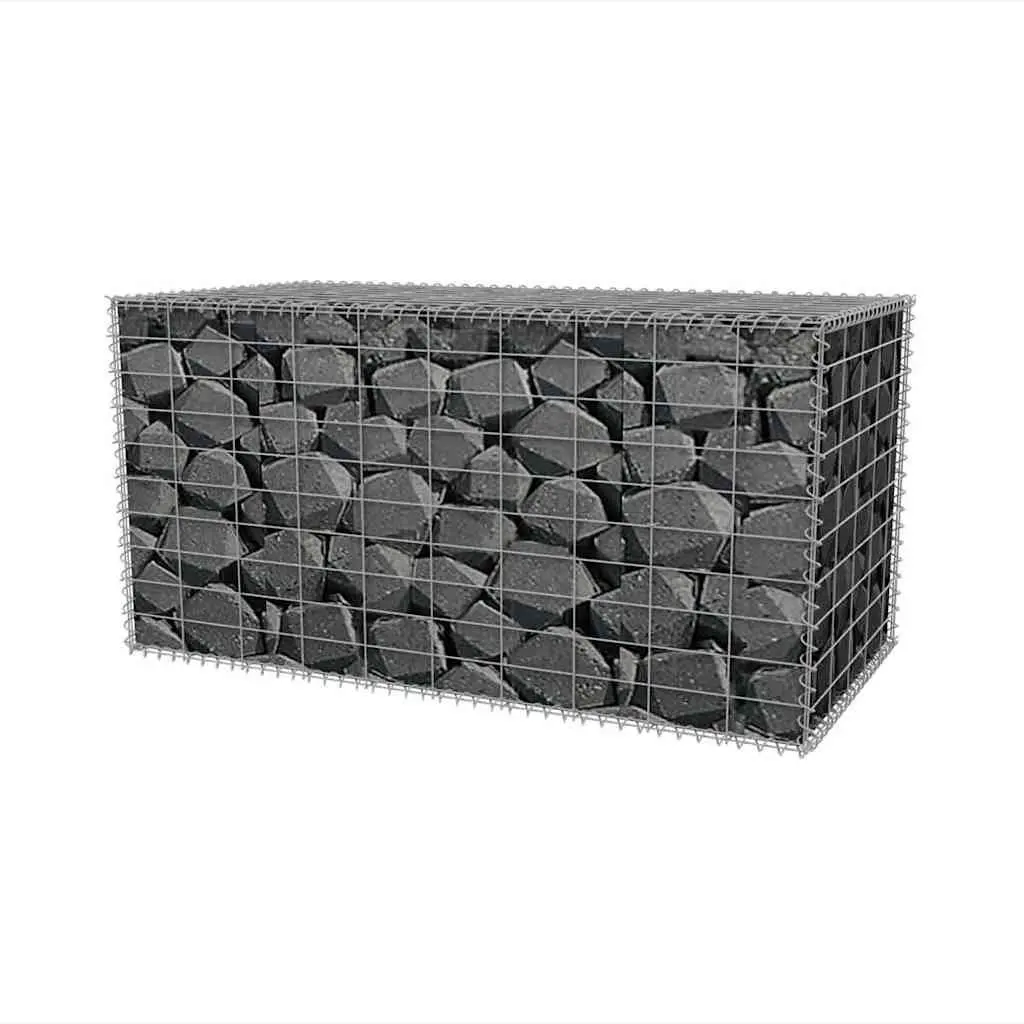 Gabion Basket Silver 100x50x50cm Galvanised Steel Retaining Wall Garden Barrier