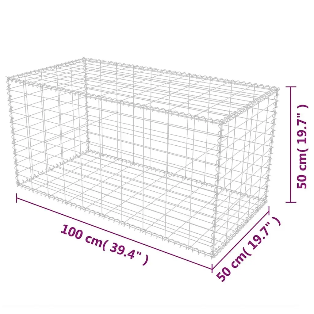 Gabion Basket Silver 100x50x50cm Galvanised Steel Retaining Wall Garden Barrier