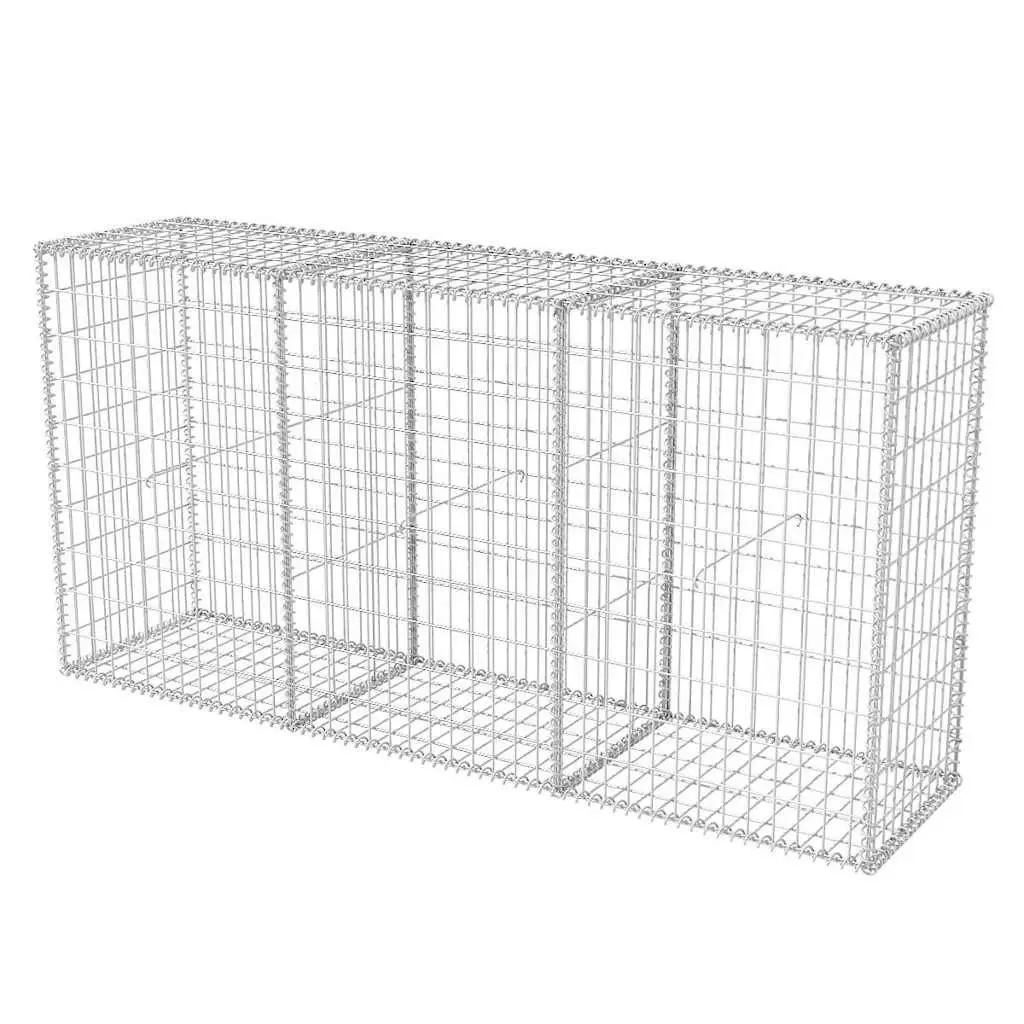 Gabion Basket Silver 200x50x100 cm Weather-resistant Galvanised Steel Mesh Retaining Wall Fence Panel