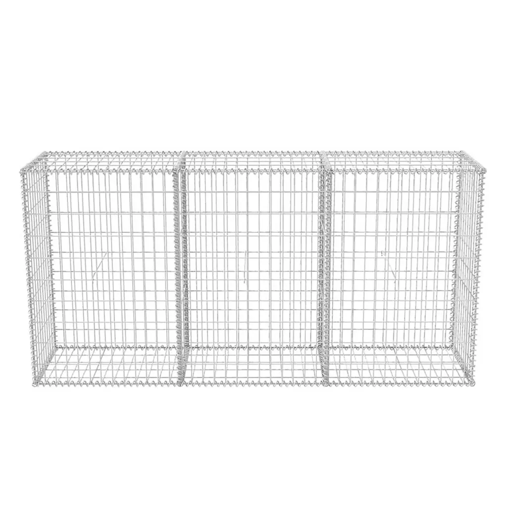 Gabion Basket Silver 200x50x100 cm Weather-resistant Galvanised Steel Mesh Retaining Wall Fence Panel