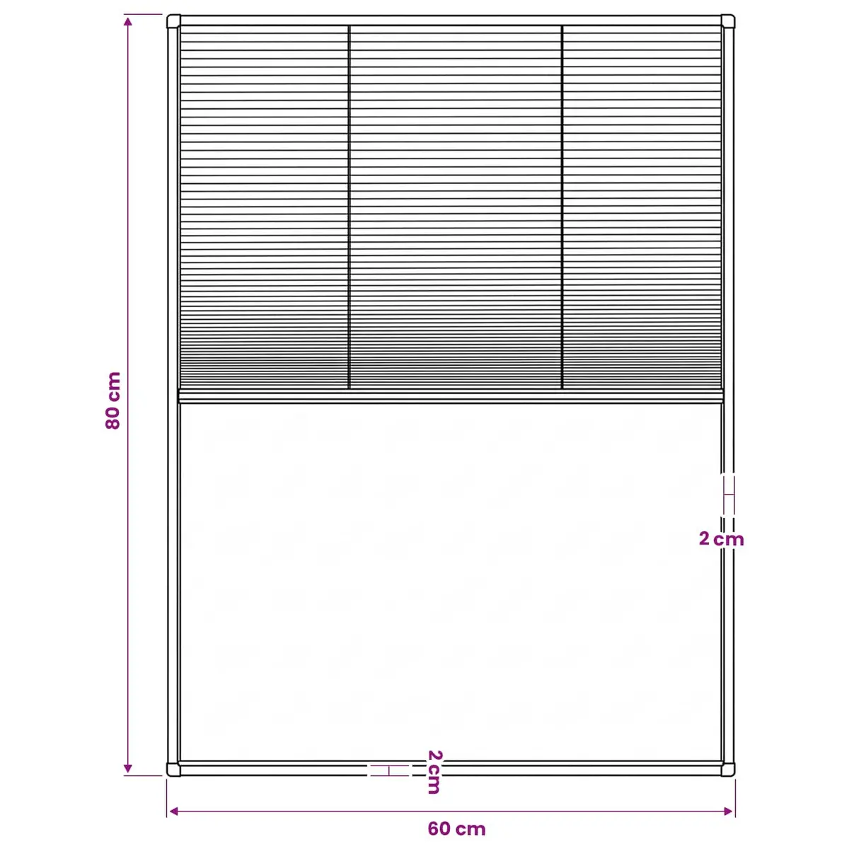 Plisse Insect Screen Window 60x80 cm Mesh Roof Protection Black Frame