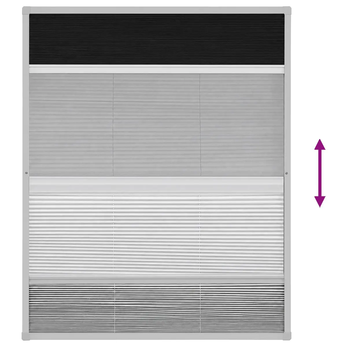 Plisse Insect Screen Window Black 80x100cm Aluminium Frame with PET Shade