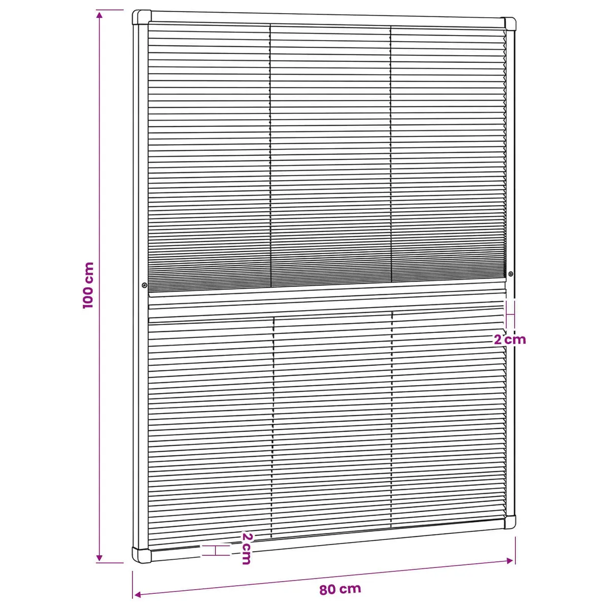 Plisse Insect Screen Window Black 80x100cm Aluminium Frame with PET Shade