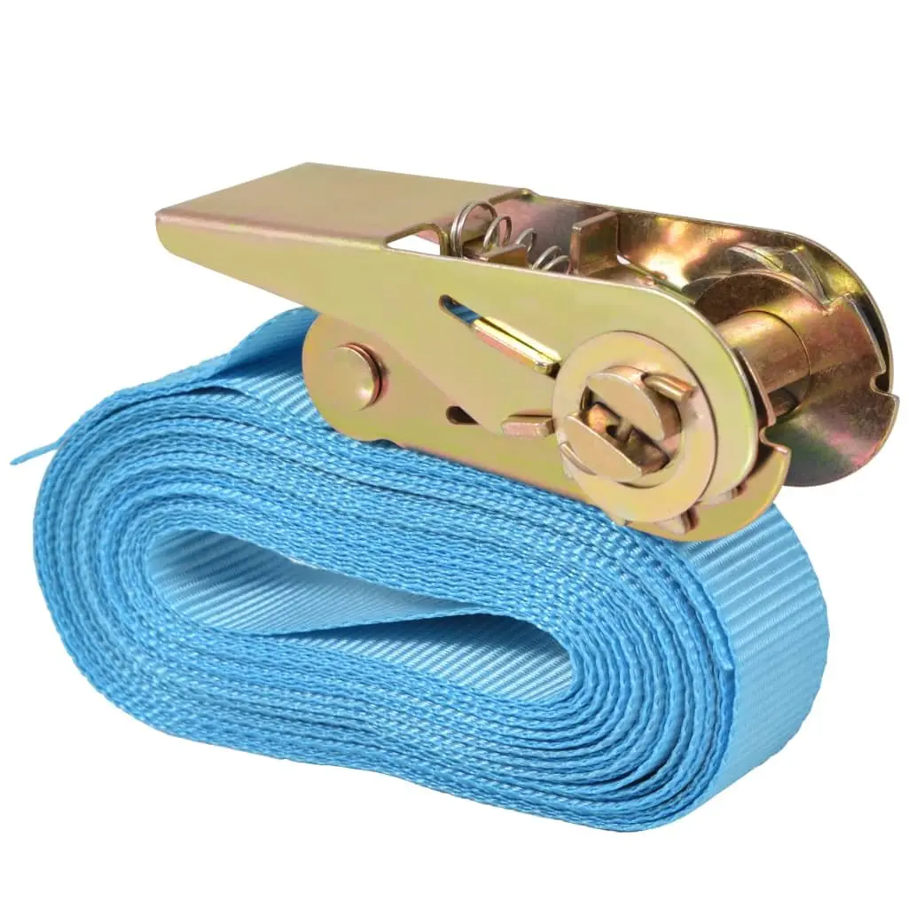 Ratchet Tie Down Straps Blue 4m x 25mm Heavy Duty Cargo Fastening 10 Piece