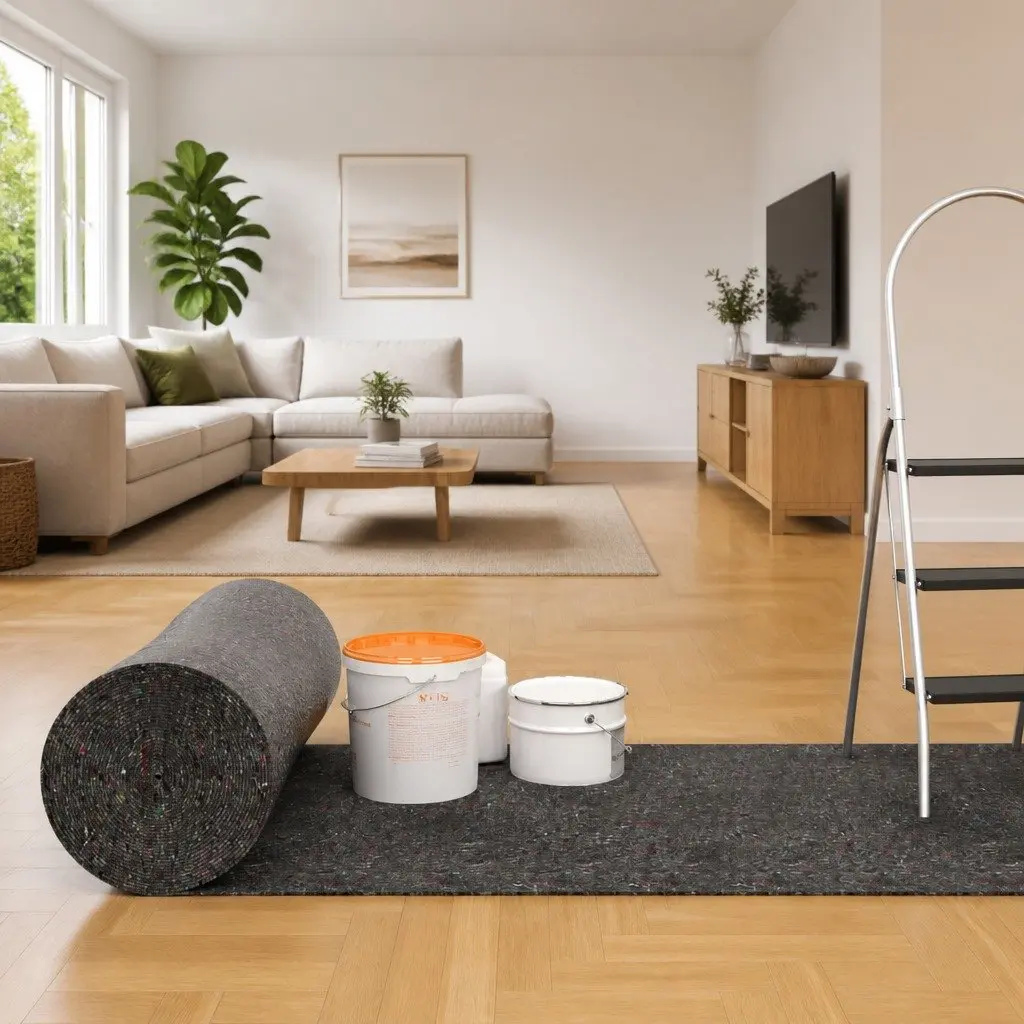 Painter Fleece Grey 50m x 1m Non-slip Floor Protection Dust Sheet 2 pcs