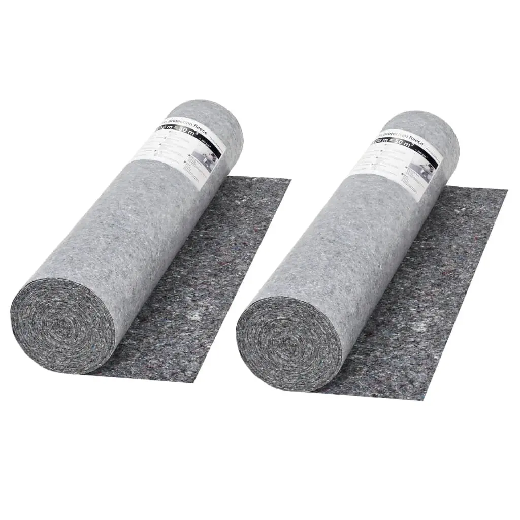 Painter Fleece Grey 50m x 1m Non-slip Floor Protection Dust Sheet 2 pcs