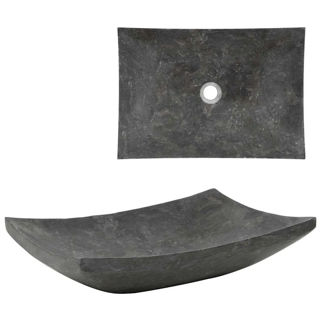 Bathroom Sink Black Marble 50x35x12 cm Rectangular Handmade Natural Stone Washroom