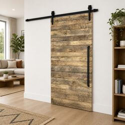 Sliding Door Hardware Kit 183cm Steel Track Rollers Barn Kitchen Study Black