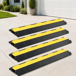 Cable Protector Ramps 4 pcs 2 Channels Rubber 101.5 cm Safety Road Warning