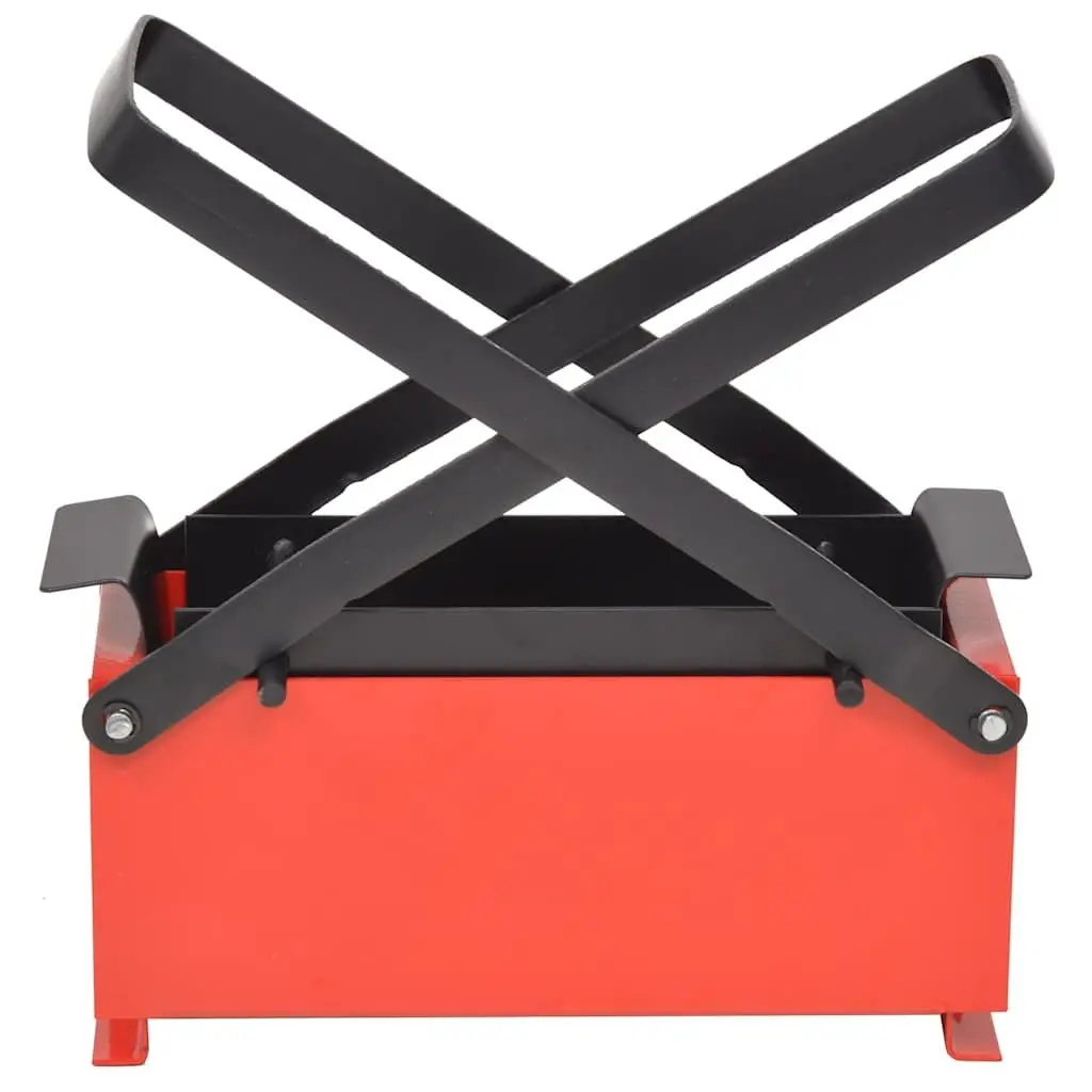 Paper Log Briquette Maker Black Red Steel Frame Manual Press