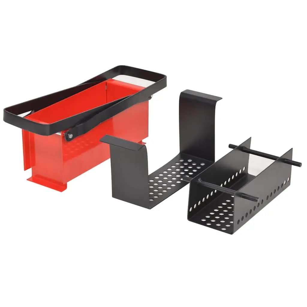 Paper Log Briquette Maker Black Red Steel Frame Manual Press