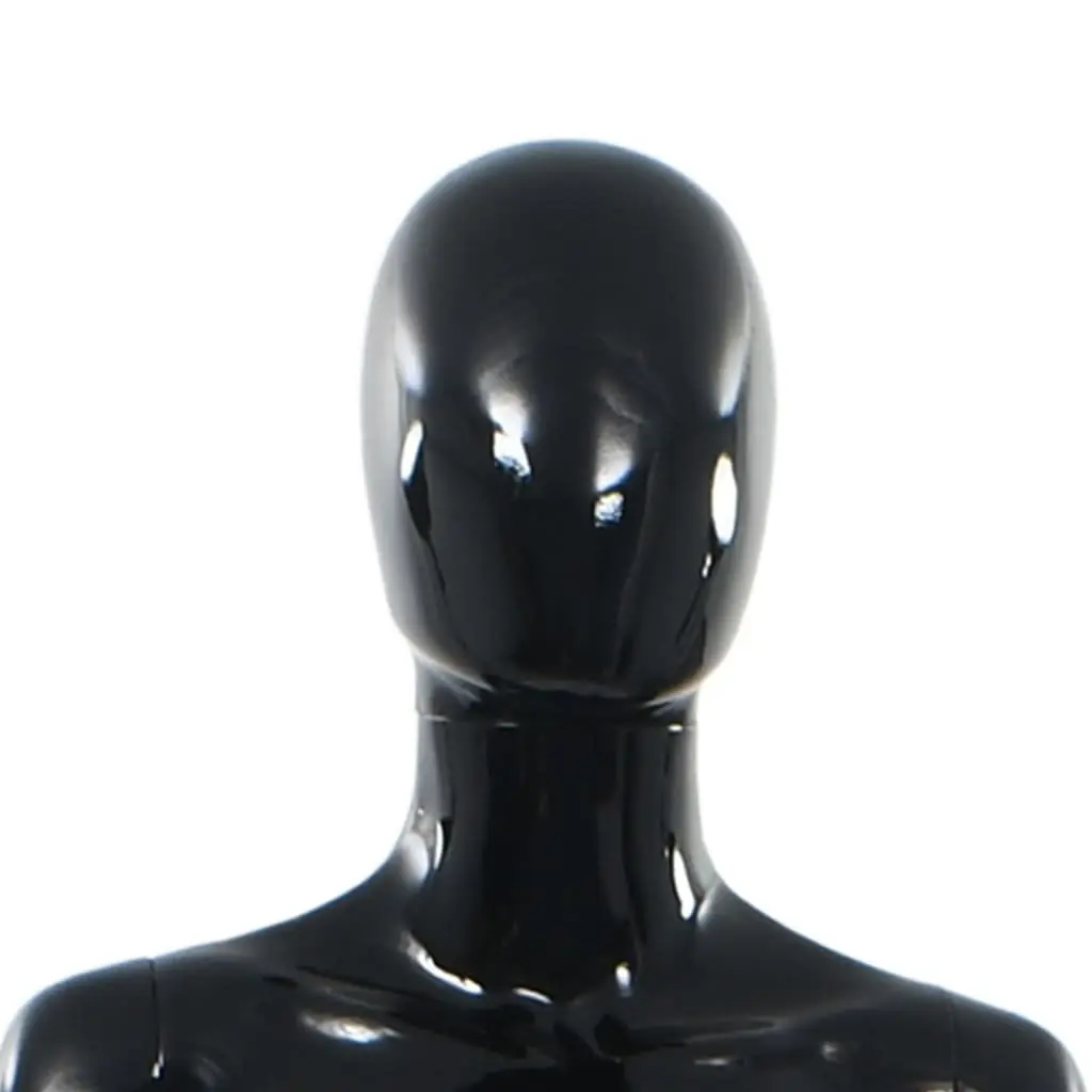 Full Body Female Mannequin Glossy Black 175cm 5-Part Construction with Glass Base and Aluminium Stand