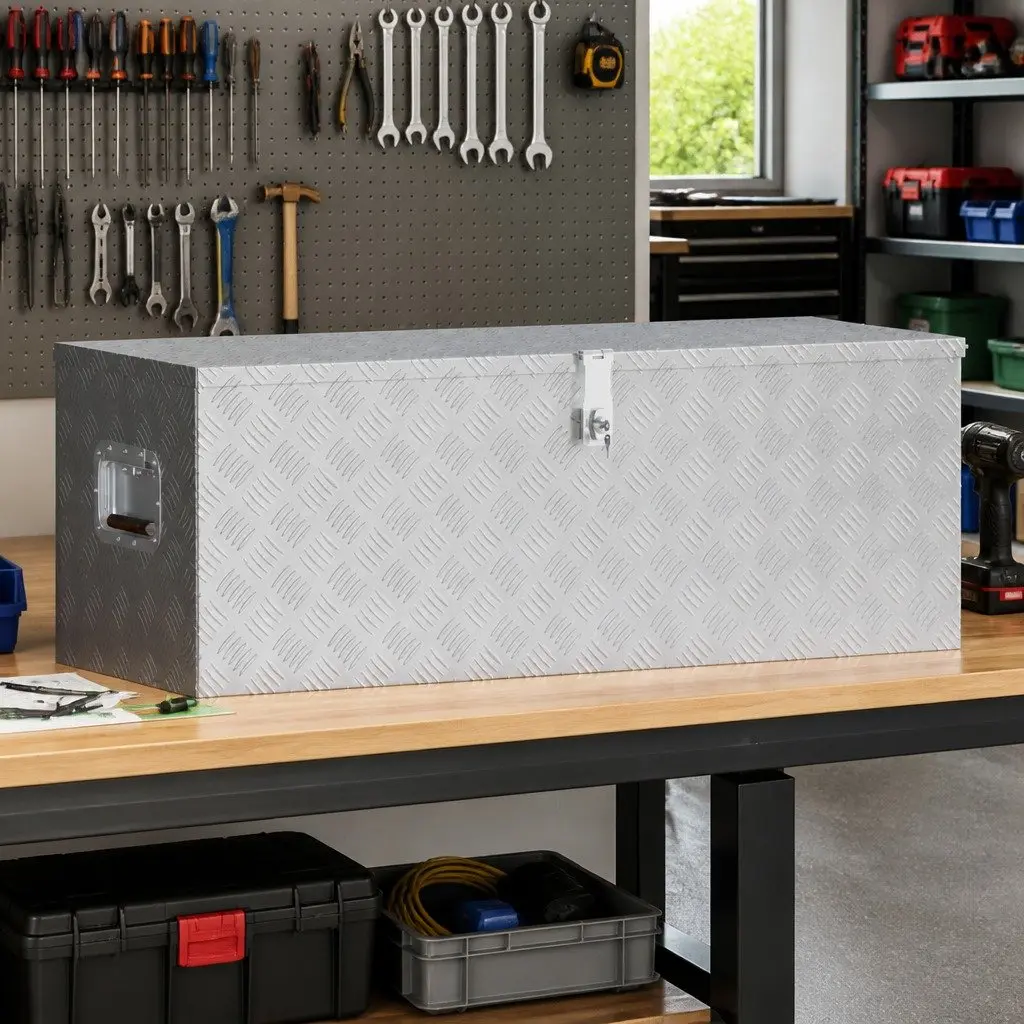 Aluminium Box Silver Compact Lightweight Storage Tool Transport with Locking System