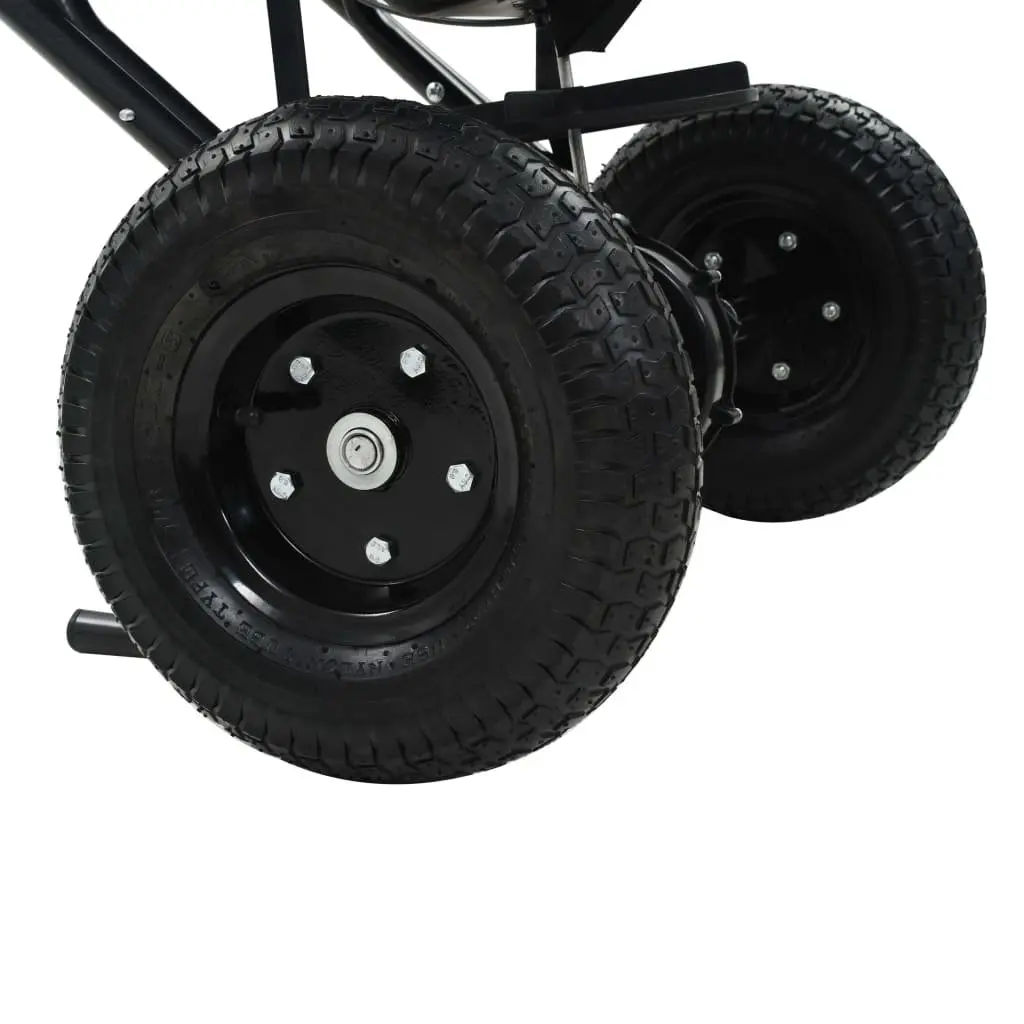 Walk Behind Spreader Black 45L Durable Tubular Steel Frame for Salt Seeds Fertilizer Distribution
