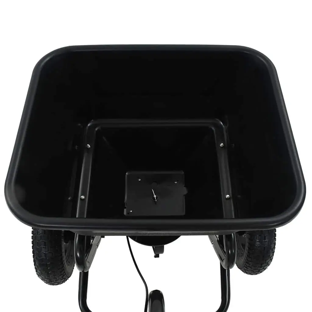 Tow Behind Spreader Black 45L Cable Operated Controller Large Wheels Easy Maneuvering