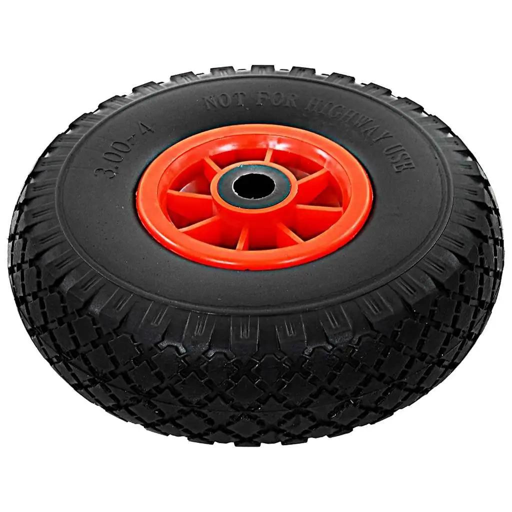 Sack Truck Wheels Solid PU Puncture-Proof 3.00-4 Heavy-Duty 2 Piece