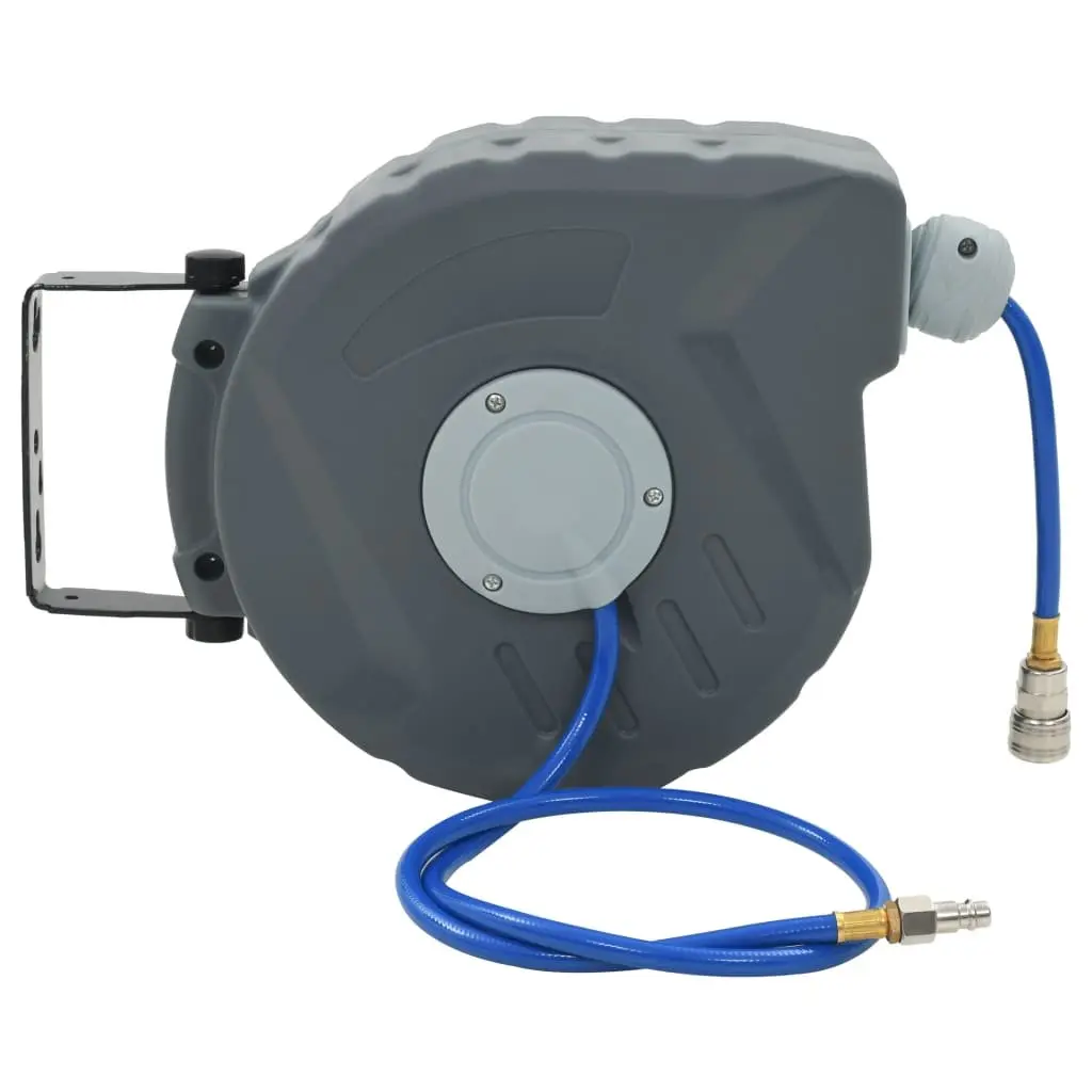 Automatic Retractable Air Hose Reel Grey 3/8" 12M with Latching Mechanism