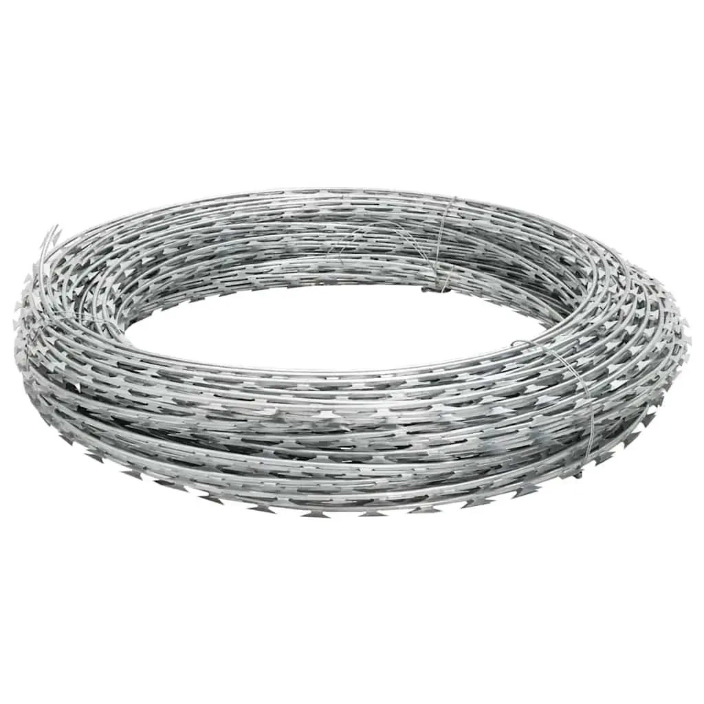 Concertina Razor Wire Silver 300m Galvanised Steel Coiled Security Barrier Outdoor