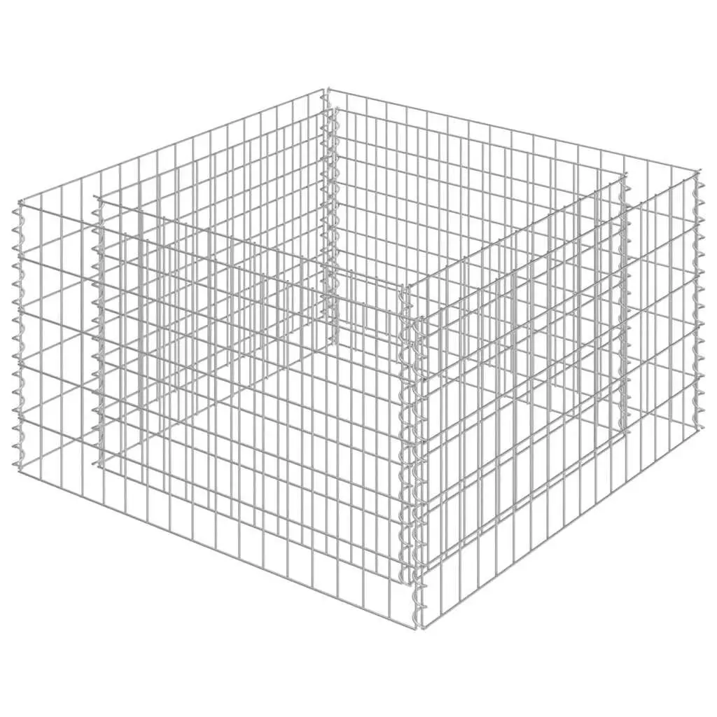 Gabion Raised Bed Garden Planter Silver Galvanised Steel 90x90x50cm Weather Resistant Welded Mesh Grid