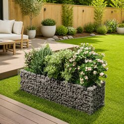 Gabion Raised Bed 180x50x50 cm Galvanised Steel Garden Planter Flower Border