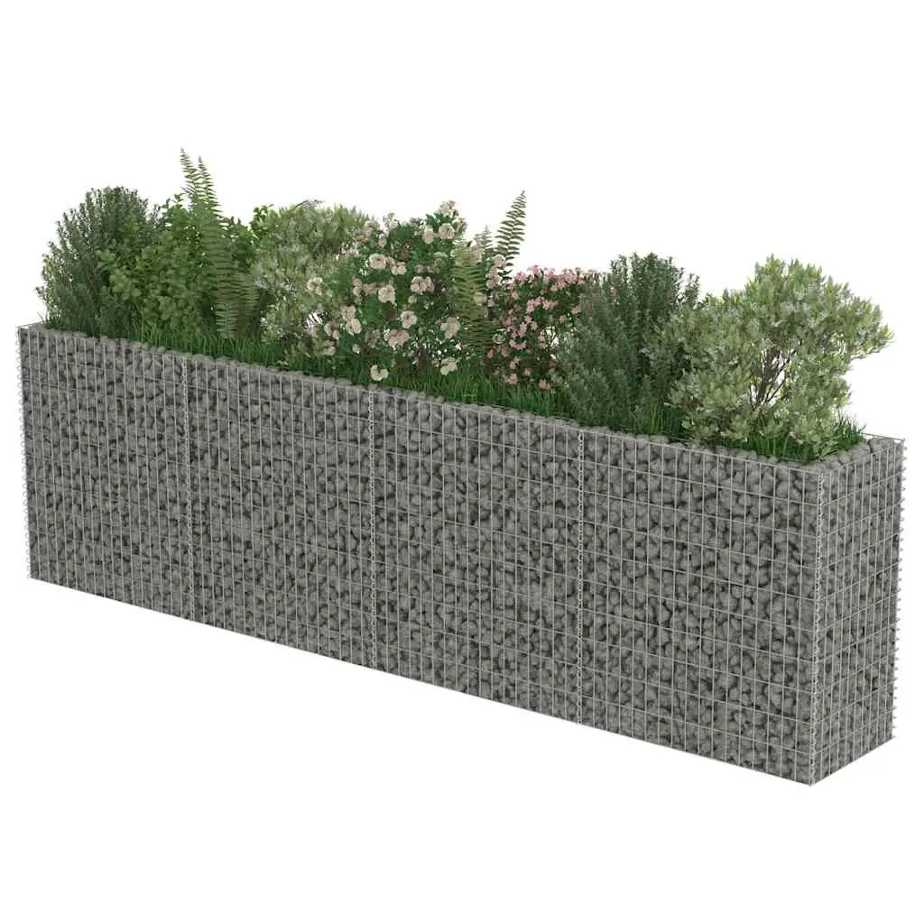 Raised Garden Bed Gabion Planter Box Silver 360x50x100cm Galvanised Steel Construction