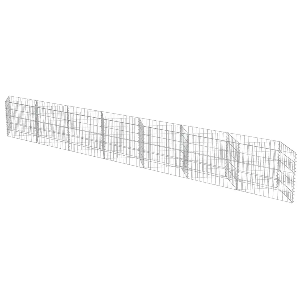 Gabion Wall Fence Panel Silver 450x30x50cm Retaining Raised Garden Bed Planter