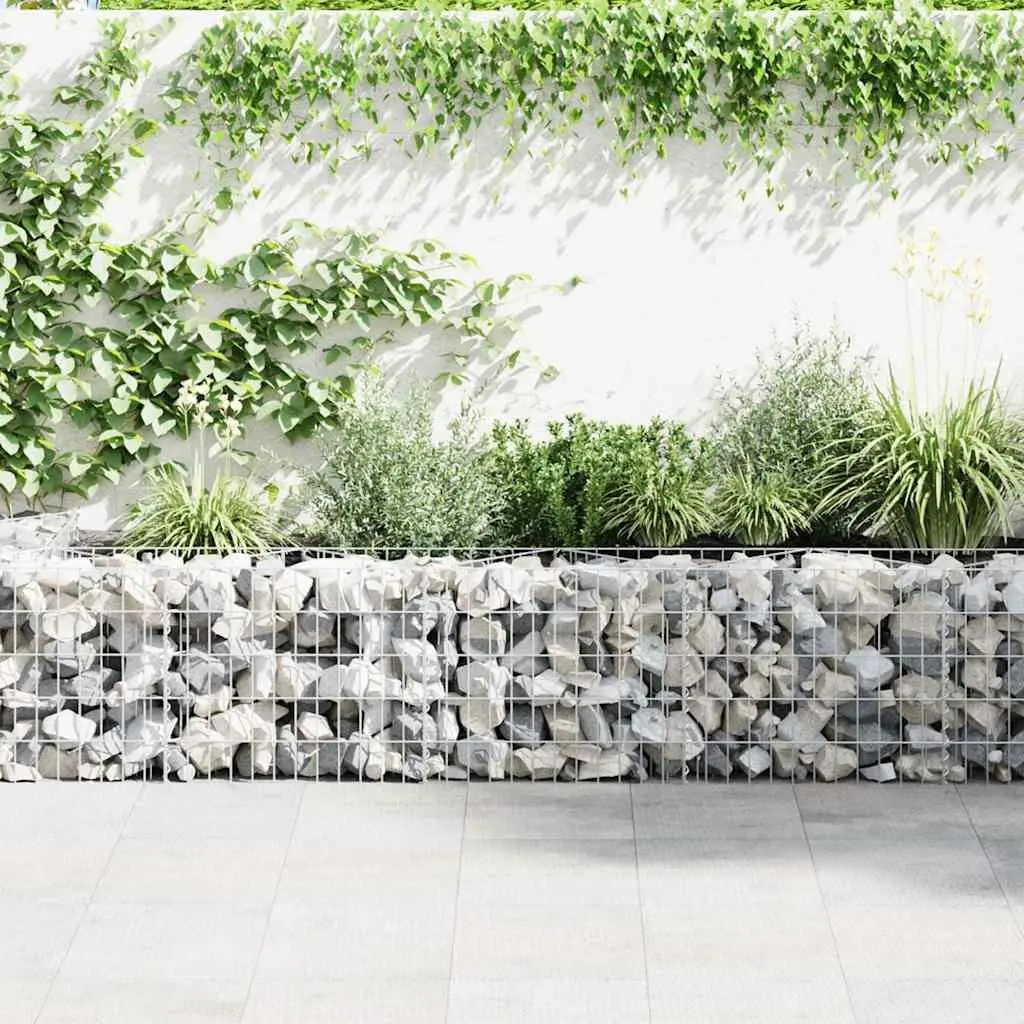 Gabion Wall Fence Panel Silver 450x30x50cm Retaining Raised Garden Bed Planter