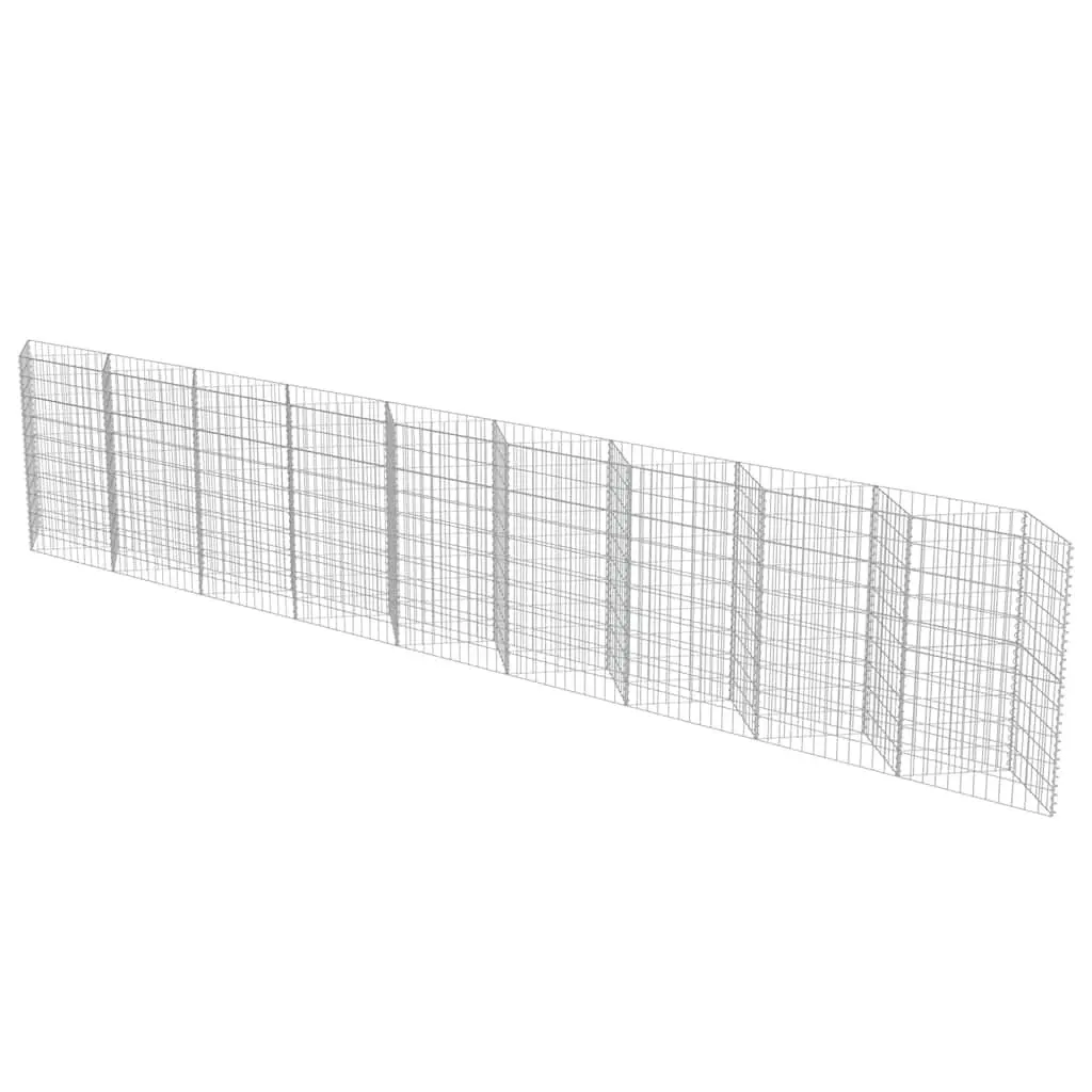 Gabion Wall Panel Silver Galvanised Steel 630 x 30 x 100 cm Dual Purpose Retaining Wall and Raised Garden Bed Planter