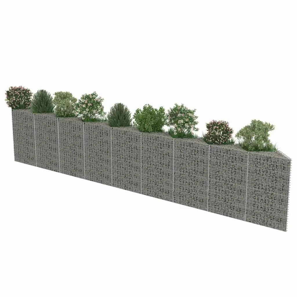 Gabion Wall Panel Silver Galvanised Steel 630 x 30 x 100 cm Dual Purpose Retaining Wall and Raised Garden Bed Planter