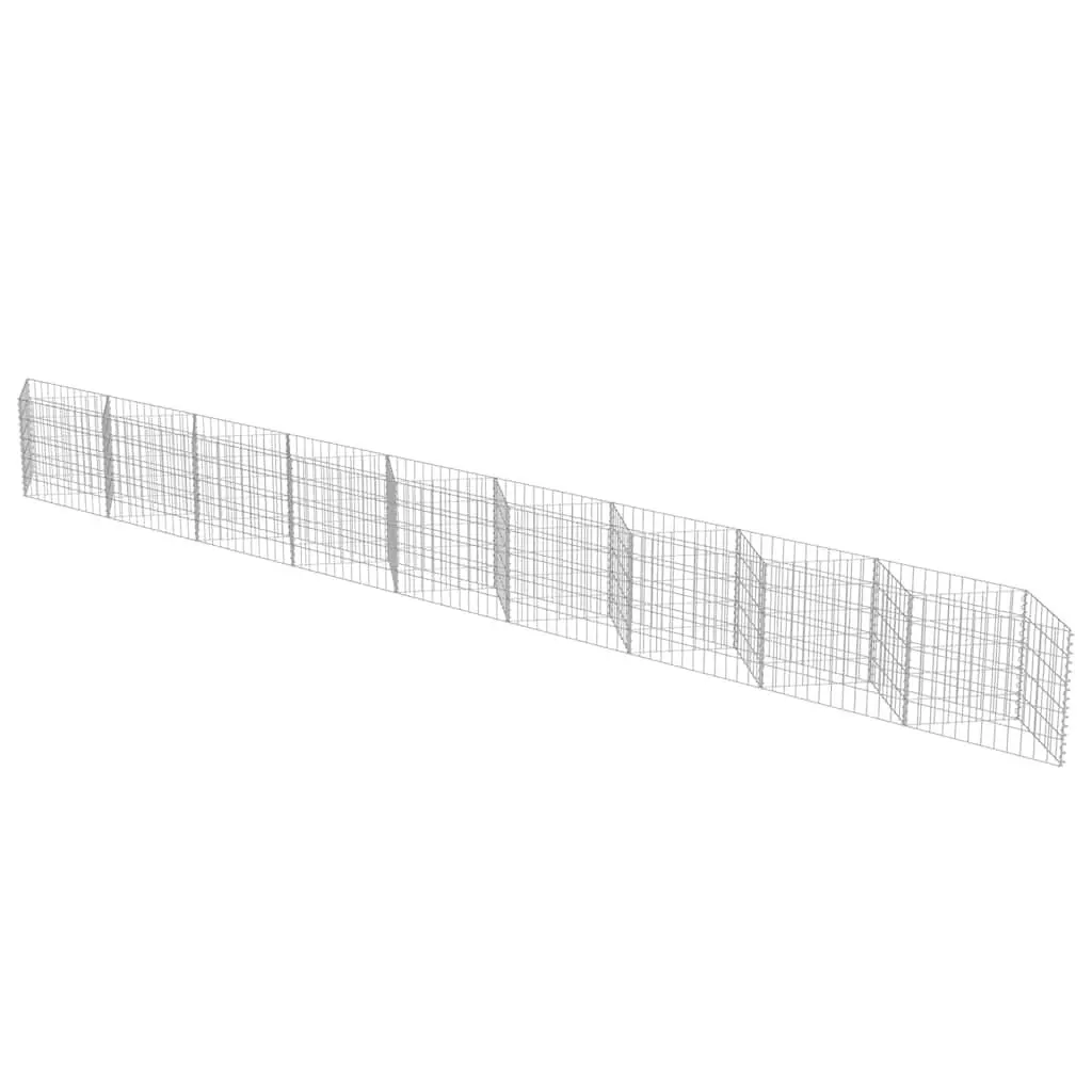 Gabion Wall Fence Panel Silver 630x30x50cm Dual-purpose Retaining Wall and Raised Garden Planter