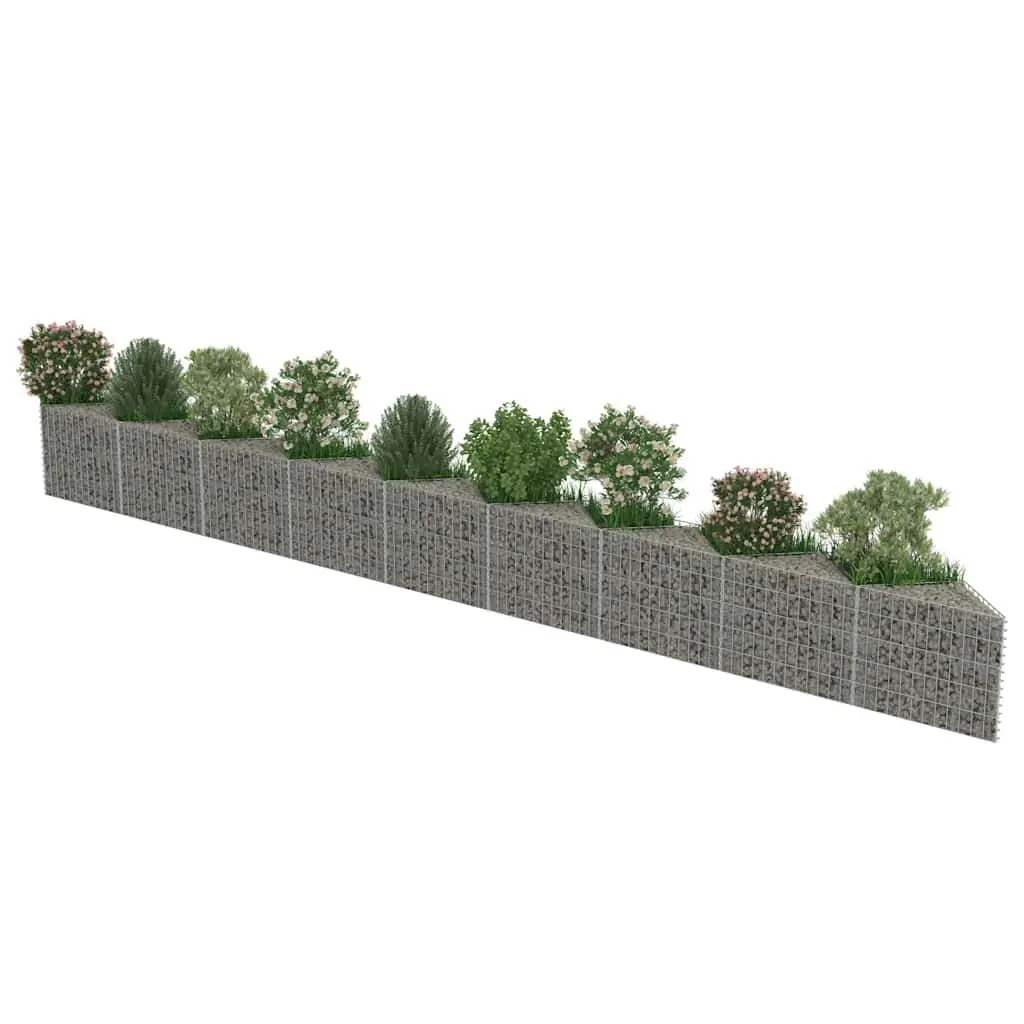 Gabion Wall Fence Panel Silver 630x30x50cm Dual-purpose Retaining Wall and Raised Garden Planter