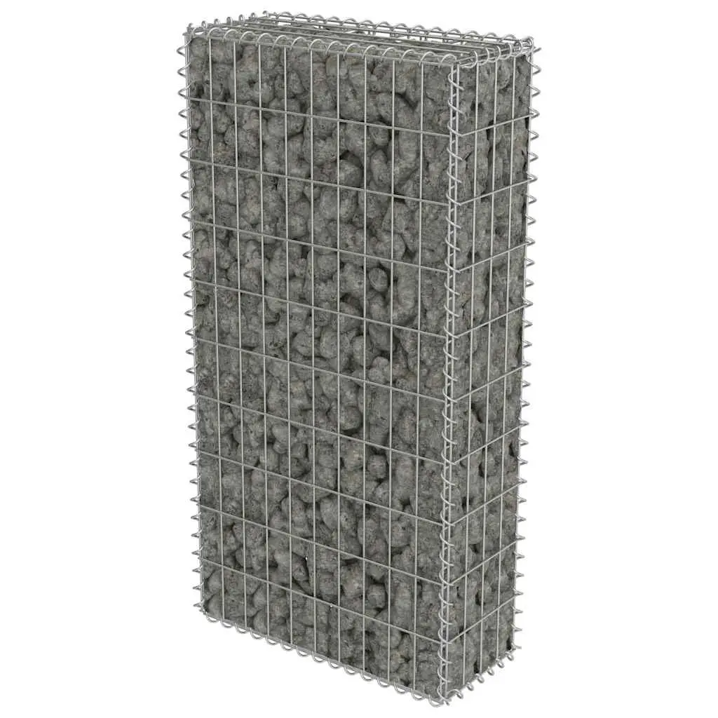 Gabion Wall Fence Panel Silver 50x20x100cm Galvanised Steel Weather Resistant Retaining Barrier