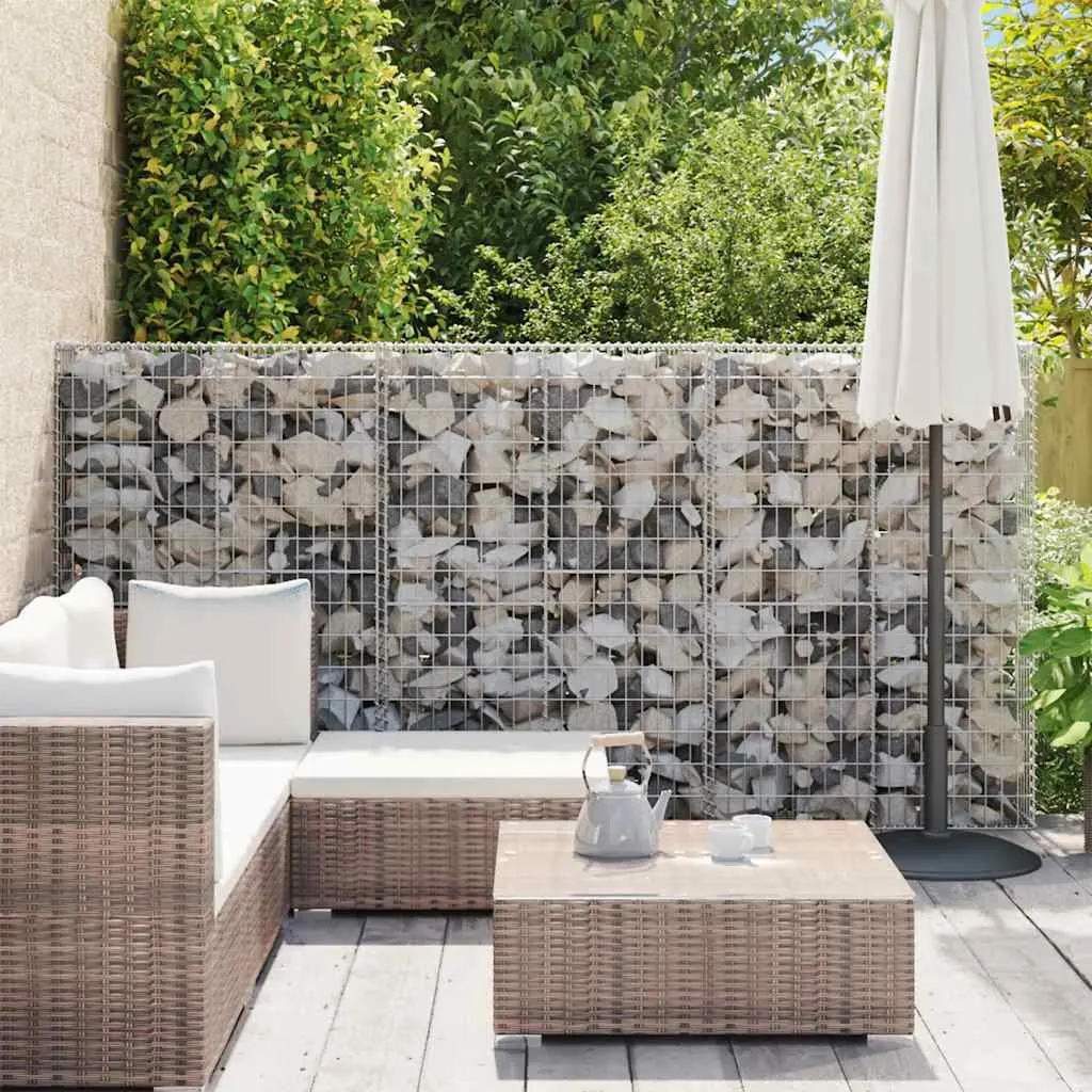 Gabion Wall Retaining Barrier Silver 100x20x150 cm Galvanised Steel with Covers