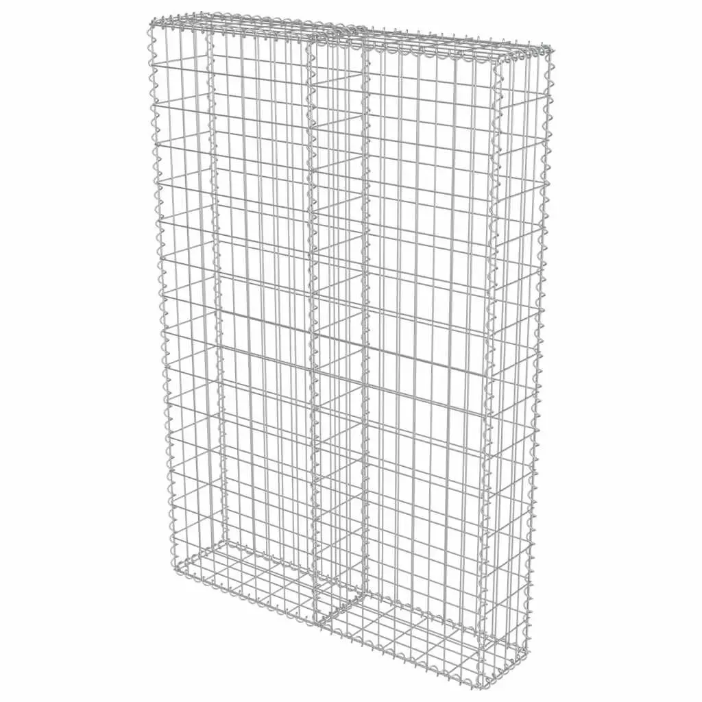 Gabion Wall Retaining Barrier Silver 100x20x150 cm Galvanised Steel with Covers