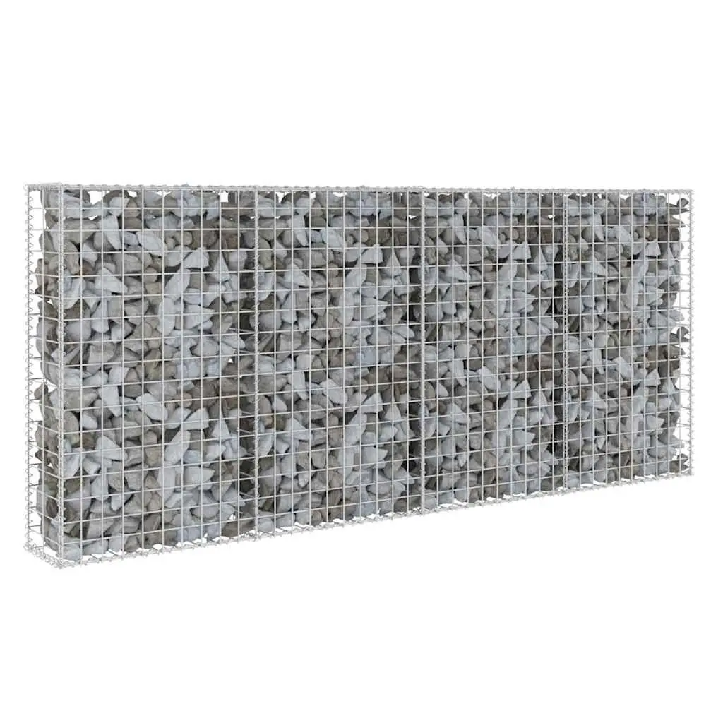 Gabion Wall Basket Silver 200x20x85 cm Galvanised Steel Construction with Top and Bottom Covers