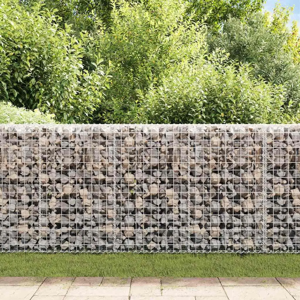 Gabion Wall Basket Silver 200x20x85 cm Galvanised Steel Construction with Top and Bottom Covers