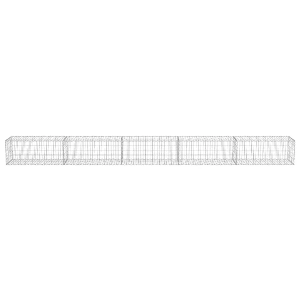 Gabion Wall Silver 600 x 50 x 50 cm Galvanised Steel Retaining Fence with Top and Bottom Covers