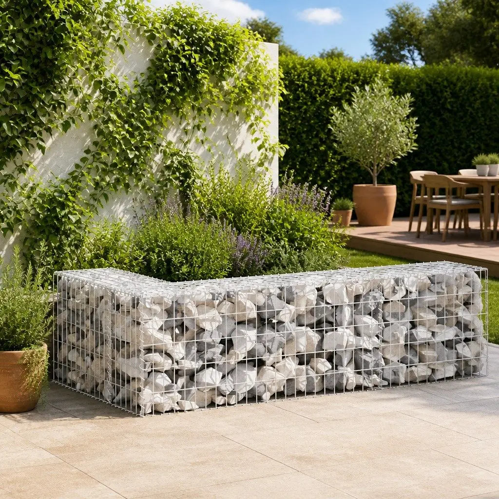 Gabion Wall Fence Panel Silver 900x50x50 cm Galvanised Steel Retaining Barrier