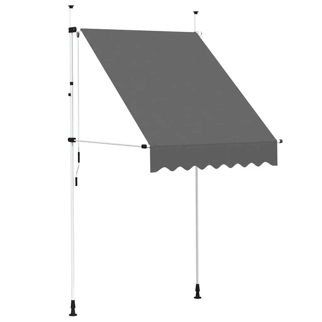 Manual Retractable Awning Anthracite 150cm Water Repellent UV Resistant Steel Frame