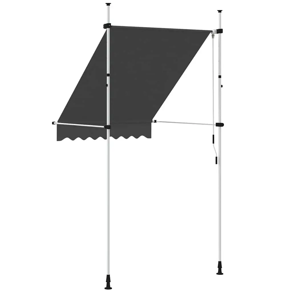Manual Retractable Awning Anthracite 150cm Water Repellent UV Resistant Steel Frame