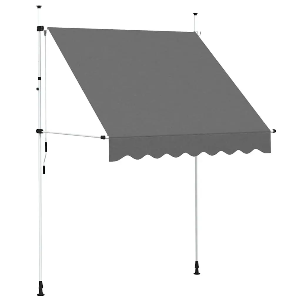 Manual Retractable Awning Anthracite 200cm Polyester Canopy Steel Frame