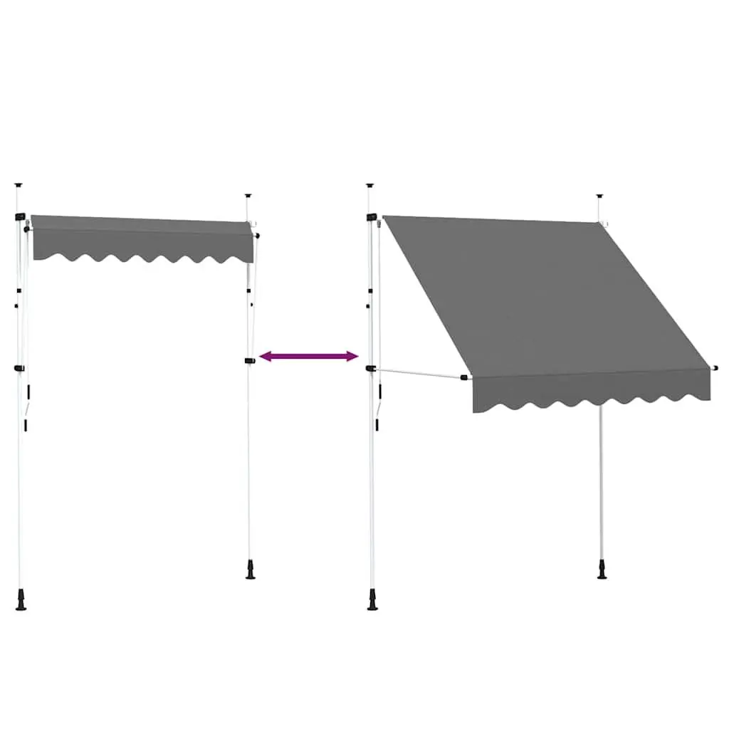 Manual Retractable Awning Anthracite 200cm Polyester Canopy Steel Frame