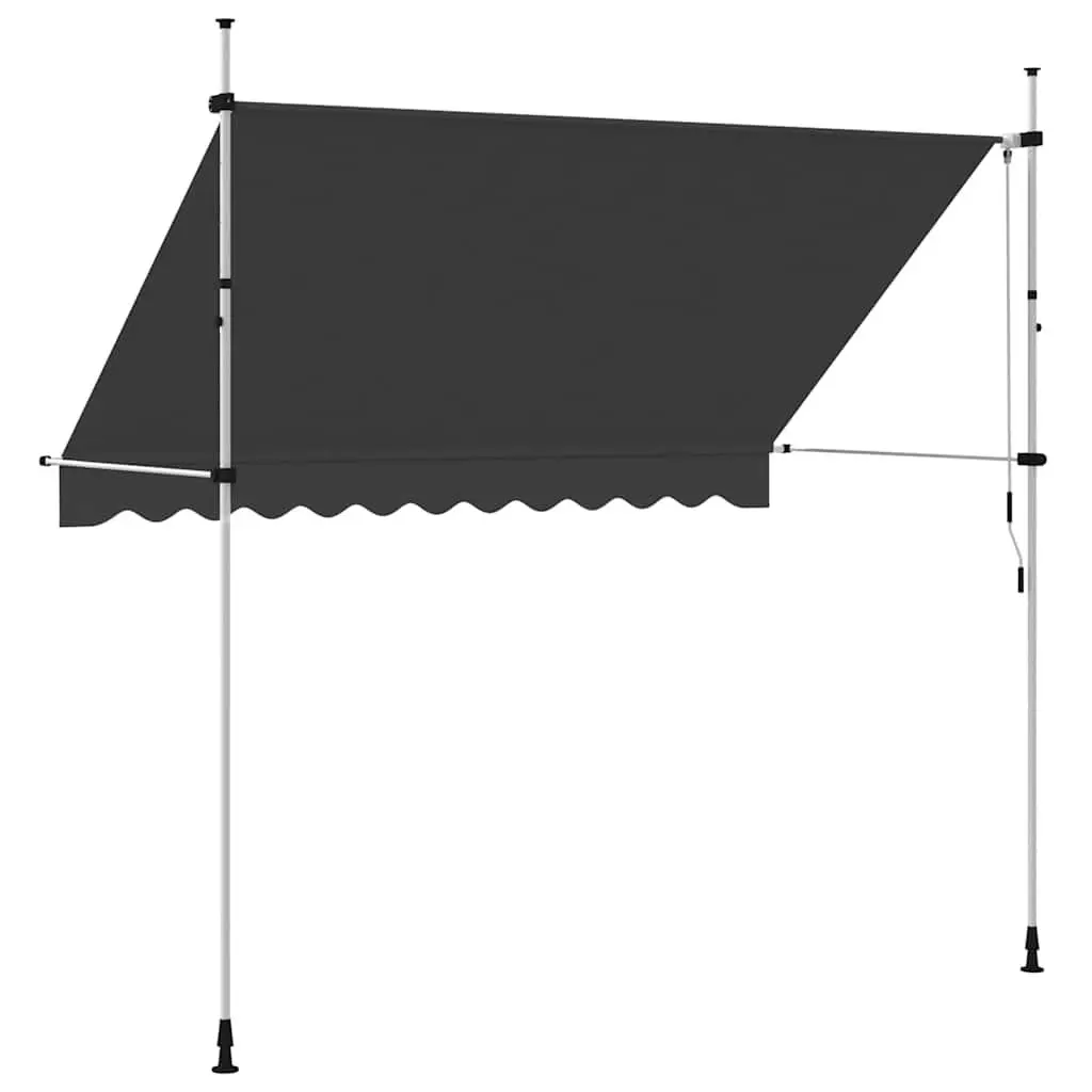 Manual Retractable Awning Anthracite 300 cm Water and Dirt Repellent UV and Weather Resistant Hand Crank Operation