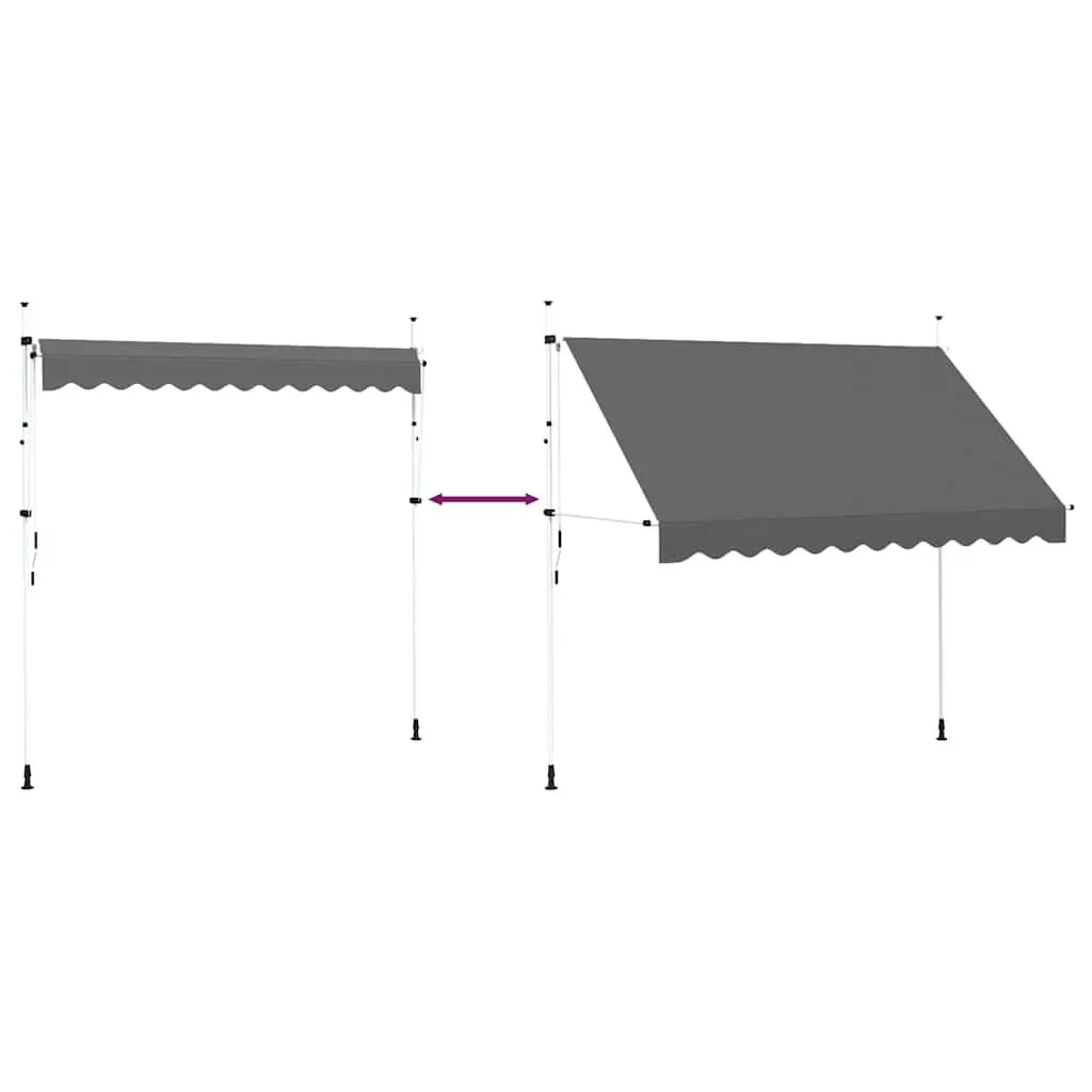 Manual Retractable Awning Anthracite 300 cm Water and Dirt Repellent UV and Weather Resistant Hand Crank Operation