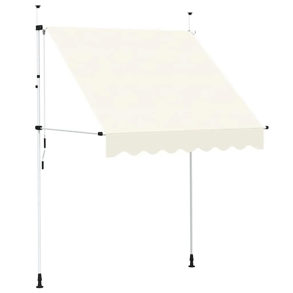 Manual Retractable Awning Cream 200cm Hand Crank Operated Water and Dirt Repellent UV and Weather Resistant