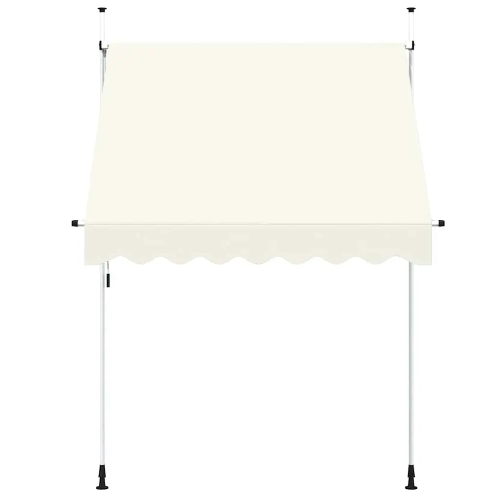 Manual Retractable Awning Cream 200cm Hand Crank Operated Water and Dirt Repellent UV and Weather Resistant