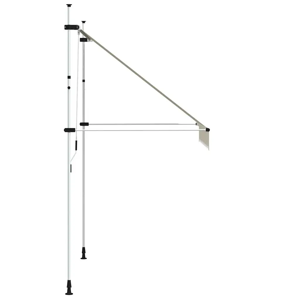 Manual Retractable Awning Cream 200cm Hand Crank Operated Water and Dirt Repellent UV and Weather Resistant