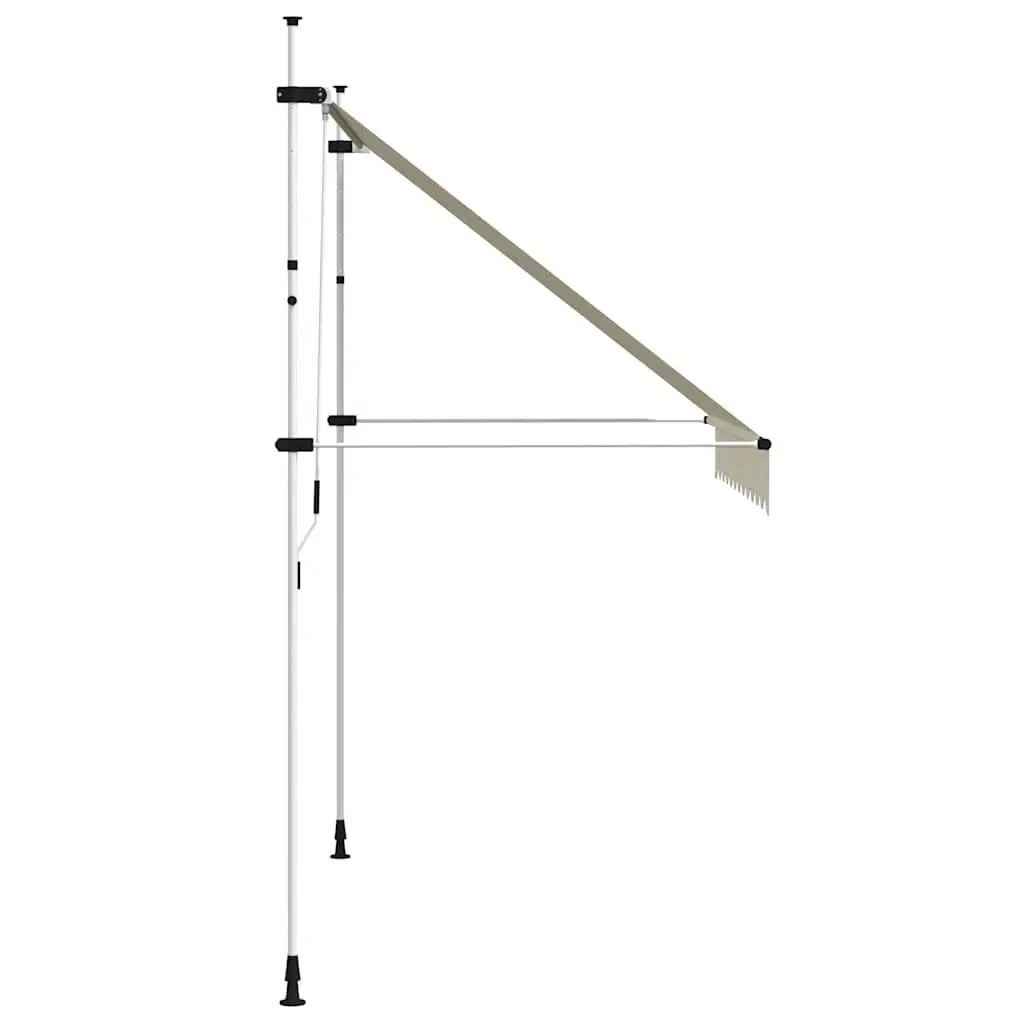Manual Retractable Awning Cream 250cm Water and Dirt Repellent Polyester Canopy Steel Frame