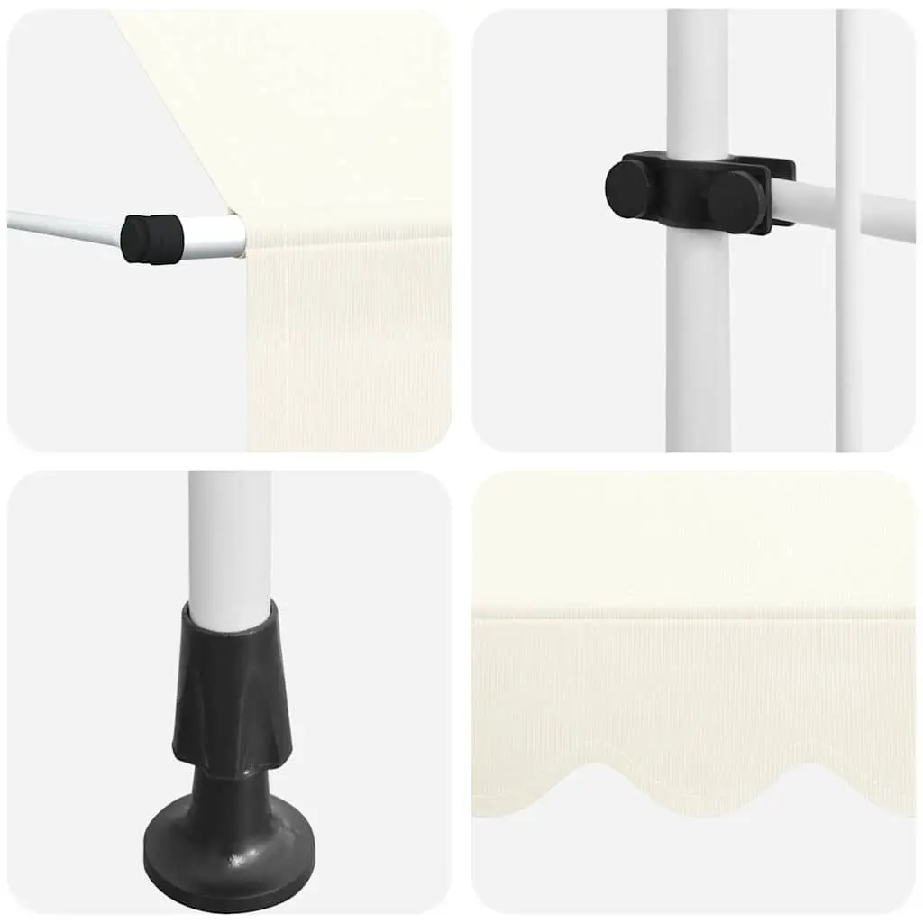 Manual Retractable Awning Cream 250cm Water and Dirt Repellent Polyester Canopy Steel Frame